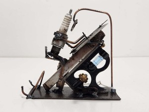 lot 329 image: Folk Art Welded Spark Plug Sculpture by Dick Cooley - Architect or Artist