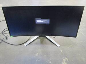 lot 997 image: Alienware 120Hz UltraWide Gaming 34 Inch Curved Monitor with WQHD (3440 x 1440) Anti-Glare Display, 2ms Response Time, Nvidia G-Sync, Lunar Light - AW3420DW (USED IN WAREHOUSE, SCRATCH ON TOP AND BOTTOM CENTER OF SCREEN)