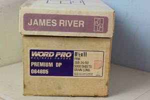 lot 44 image: 1 Case (10 Reams) James River Word Pro Business Paper 8 12 X 11 Pink 5,000 Sheets 064605