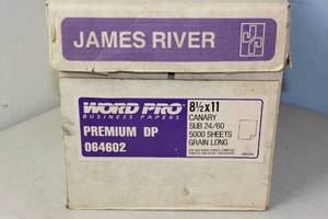 lot 53 image: 1 Case (10 Reams) James River Word Pro Business Paper 11 X 17 Canary 2,500 Sheets 064602