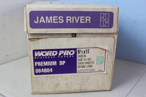 lot 57 image: 1 Case (10 Reams) James River Word Pro Business Paper 8 12 X 11 Green 5,000 Sheets 064604
