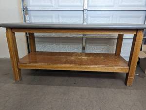 lot 16 image: Flat Top Wooden Stationary Massage Table