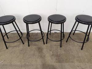 lot 32 image: 4 Metal Cusion Top Stackable Stools - See Pictures