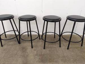 lot 34 image: 4 Metal Cusion Top Stackable Stools - See Pictures