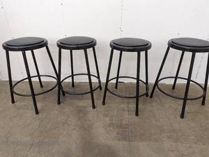 lot 35 image: 4 Metal Cusion Top Stackable Stools - See Pictures