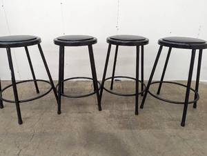 lot 36 image: 4 Metal Cusion Top Stackable Stools - See Pictures