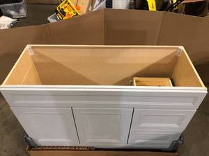 Home Decorators Collection Sedgewood 48.5 in. W Configurable Bath Vanity in Dove Gray Granite Top Not Included   Customer Returns See Pictures