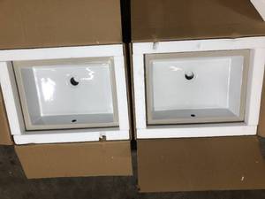 2 Lots of Rectangular Undermount Lavatory (Sink) Flat Base Customer Returns See Pictures