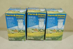 lot 190 image: 3 Farm & Home Vaportight Light with Wire Guard
