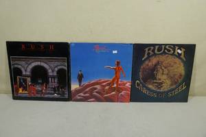 lot 218 image: 3 Rush Vinyl Record Albums - Hemispheres, Caress of Steel, Moving Pictures