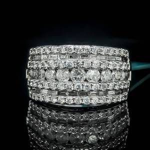 2.00 Carat Diamond Seven Row Baguette and Round Brilliant Channel Ring in 14k White Gold w Orginal Tags Attached - Effy Designer $8,924 Retail Tag VIDEO