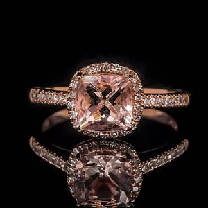 NEW Morganite & Diamond Cushion Halo Pave Ring in 14k Rose Gold $1,999 Retail VIDEO