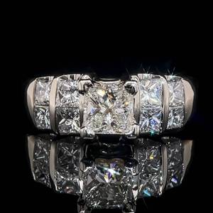 1.75 Carat Diamond Princess Solitaire & Channel Ring in 14k Yellow Gold $6,350 Retail VIDEO