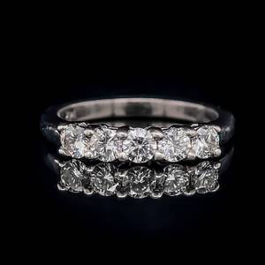 0.50 Carat Diamond Round Brilliant Cut Five-Stone Shared Prong Ring in 14k White Gold $2,199 Retail