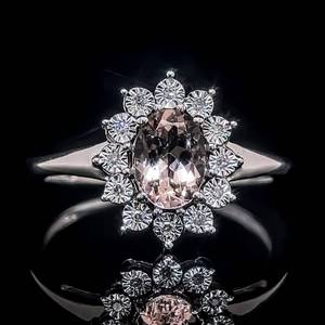 Oval Morganite & Diamond Illusion Miracle Cluster Halo Flower Ring in 14k White Gold $1,875 Retail VIDEO