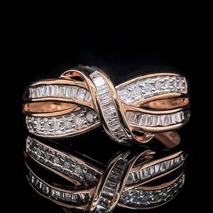 14 Carat Diamond Romantic Gift Bow Tie Ribbon Ring in Rose Gold $1,599 Retail