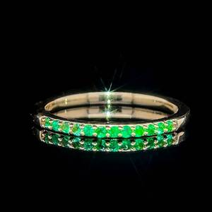 NEW Vivacious Natural Emerald Round Cut Slim Stacking Ring in 14k Yellow Gold $1,550 Retail