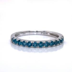 NEW 0.50 Carat Round Cut London Blue Topaz Quarter Eternity Ring in 14k White Gold $1,499 Retail