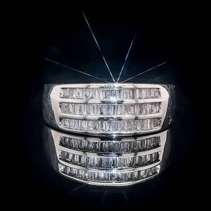 NEW 0.50 Carat Diamond Baguette Triple Row Channel Ring in 14k White Gold $2,200 Retail VIDEO
