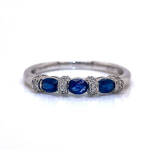 NEW 0.81ctw Natural Royal Blue Sapphire & Diamond Slim Anniversary Ring in 14k White Gold $2,200 Retail