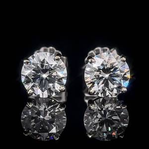 2.55 Carat Diamond Round Brilliant Cut Solitaire Stud Earrings in 14k White Gold $8,900 Retail VIDEO