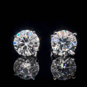 3.00 Carat Moissanite Round Brilliant Cut Solitaire Stud Earrings VIDEO