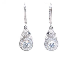 1.36 Carat Moissanite Halo Dangle Lever Back Earrings - Brand Bellamoi