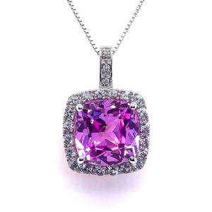 STUNNING Natural Kunzite Spodumene & Diamond Halo Pave Pendant in White Gold VIDEO