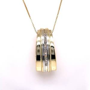 Diamond Scalloped Retro-Mod Seashell Slide Pendant in Yellow Gold