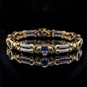 2.88 Carat Tanzanite Oval Bezel Set in Cable Link Bracelet 14k WhiteYellow Gold $7900 Retail VIDEO