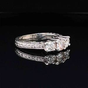 1.00 CARAT Diamond Three-Stone Past, Present & Future Ring in 14k White Gold $3,850 Retail VIDEO