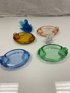VINTAGE COLORED GLASS ASHTRAYS AND ...