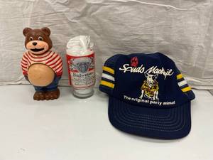 BUDWEISER GLASS, VINTAGE TOY, SPUDS...
