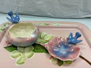 PINK METAL TRAY WITH ROYAL COPLEY B...