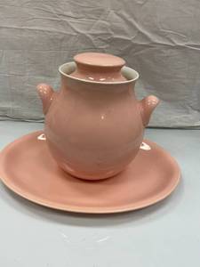 VINTAGE CERAMIC PINK COOKIE JAR W ...