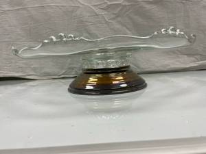 VINTAGE GLASS SILVERPLATED TRAY WIT...
