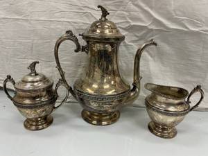 SILVERPLATED COFFEE POT, CREAM AND ...