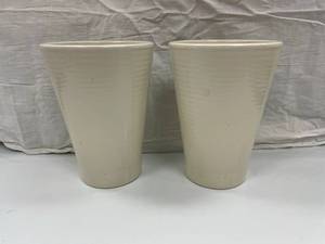 PAIR OF WHITE FLOWER POTS...