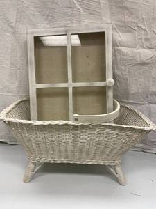 VINTAGE SHABBY BASKET AND MISC JEWE...