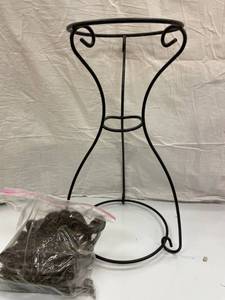 PINK BOX, BLACK METAL PLANT STAND A...