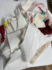 A LOT OF MISC HOUSEHOLD  PILLOW CAS...