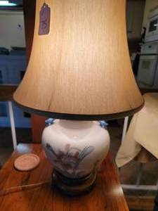 Nice Table Lamp with wood carved base.