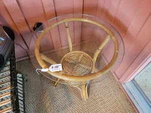 Glass topped side table.