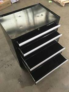 lot 10 image: Husky  26.5 in. W x 18 in. D Standard Duty 4-Drawer Rolling Tool Cabinet in Gloss Black No Keys Included  Customer Returns See Pictures