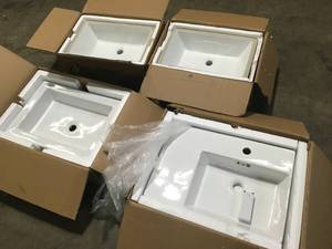 lot 40 image: Lot of Assorted Swiss Madison  St. Tropez Vessel Sink in Glossy White Customer Returns See Pictures