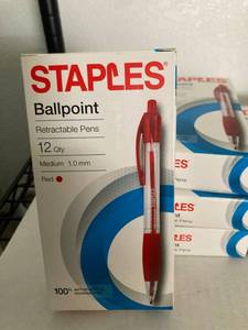 Staples Retractable Red Pens