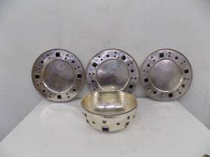 Silver Plated Jeweled Trays & Bowel