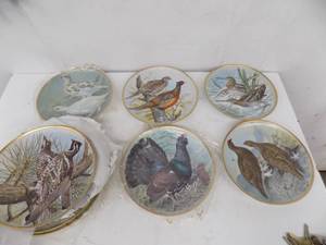 12-Franklin Porcelain PlatesGame of Birds of the World