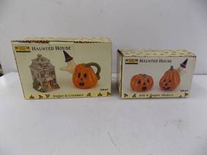 Sugar, Creamer, Salt & Pepper shakers   Haunted House