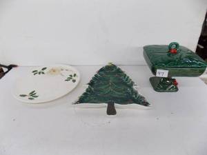 Christmas Items - Candy Dish & 2 Plates